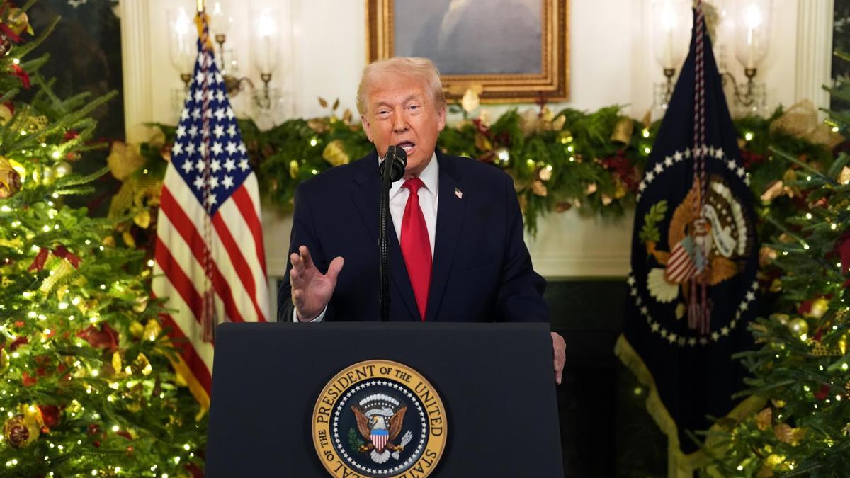 Donald Trump durante su discurso de balance de año