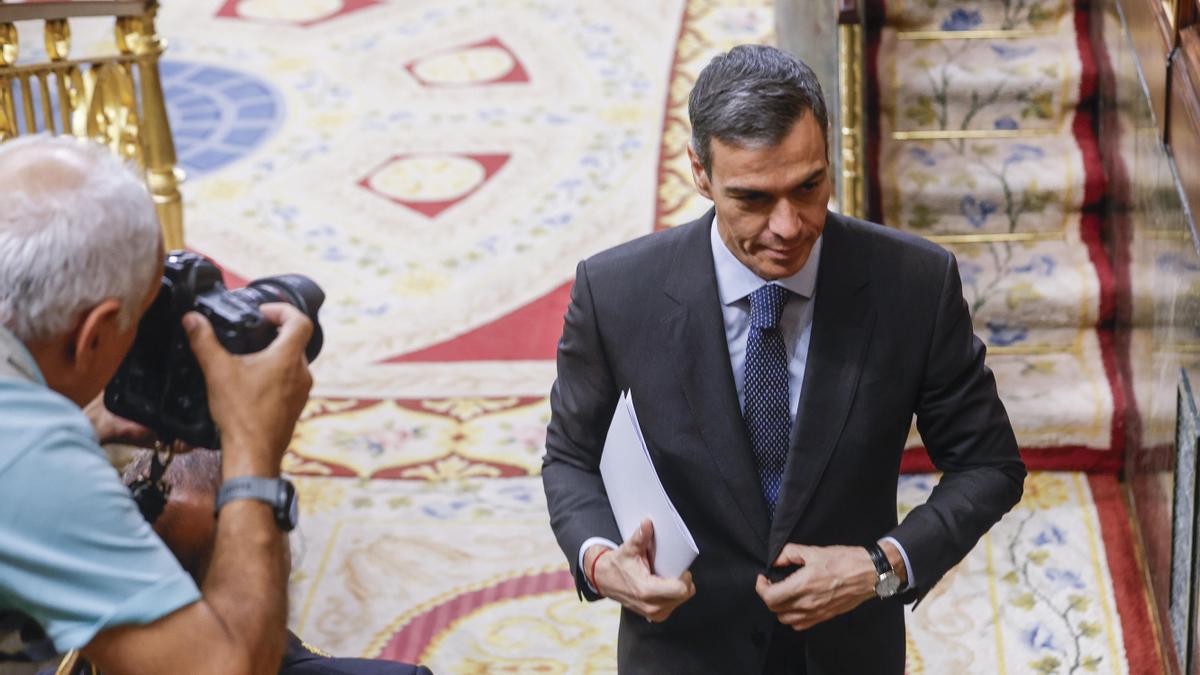 Pedro Sánchez, en la última sesión de control en el Congreso.
