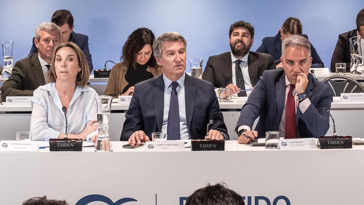 El presidente del Partido Popular, Alberto Núñez Feijóo, preside la reunión de la Junta Directiva Nacional del PP.