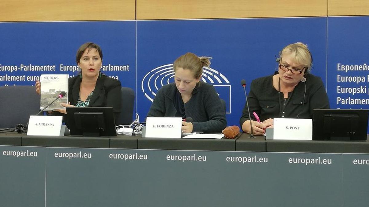 Las eurodiputadas Ana Miranda, Eleanora Forenza y Soraya Post en rueda de prensa.