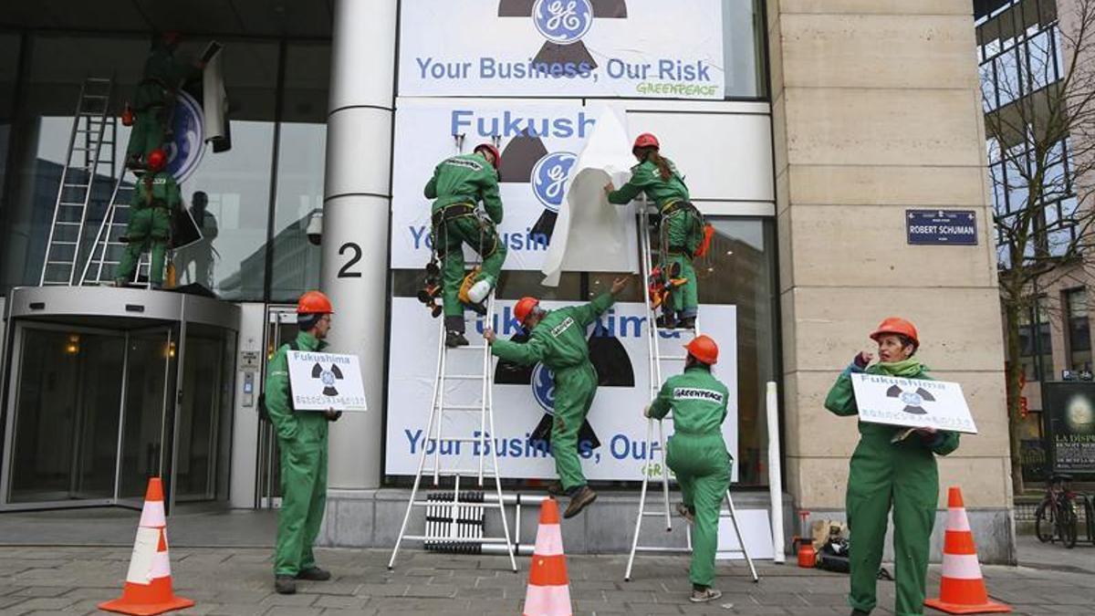 Protesta de Greenpeace en Bruselas esta semana.