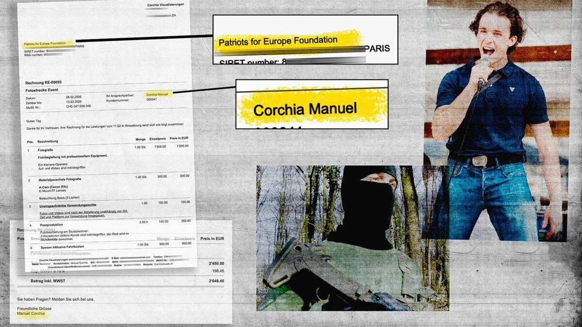 Factura dirigida a la Fundación de los Patriotas por Europa tras una intervención realizada el 11 de febrero por Manuel Corchia.