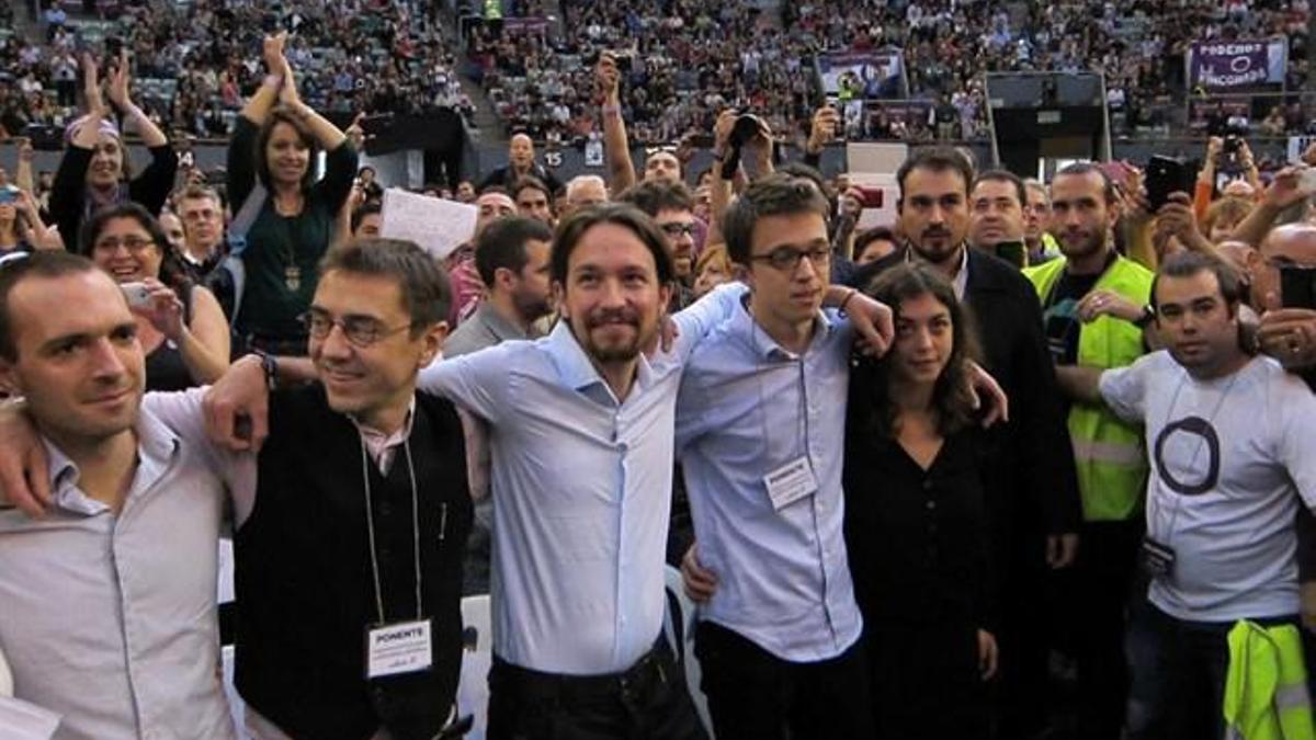 Miembros de Podemos en la primera edición de Vistalegre, en el año 2014.