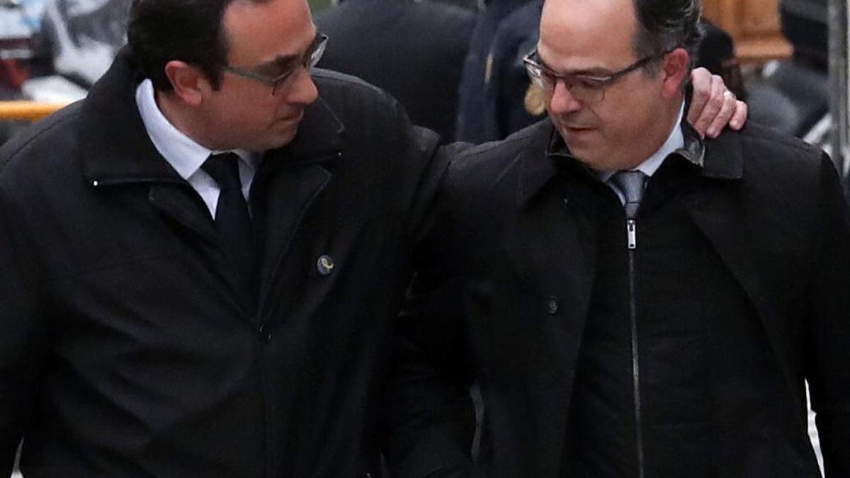 El candidato de Junts per Cataluña (JxCat) a la presidencia de la Generalitat, Jordi Turull, y el diputado de JxCat Josep Rull.