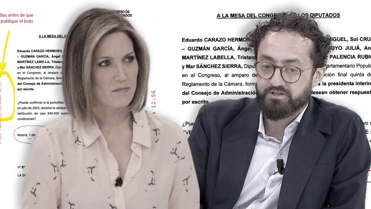 Fotomontaje con la imagen de la presentadora Silvia Intxaurrondo y el director de El Mundo, Joaquín Manso.