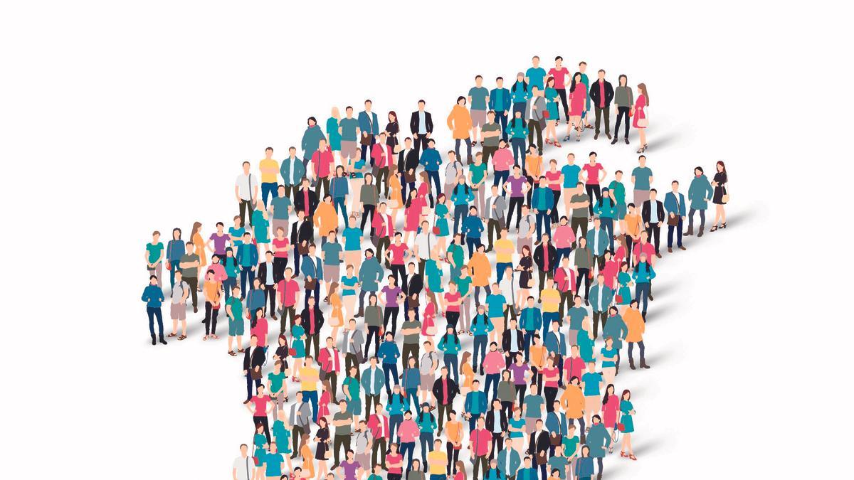 Silueta humana  de la isla  de Groenlandia ambicionada por Trump.