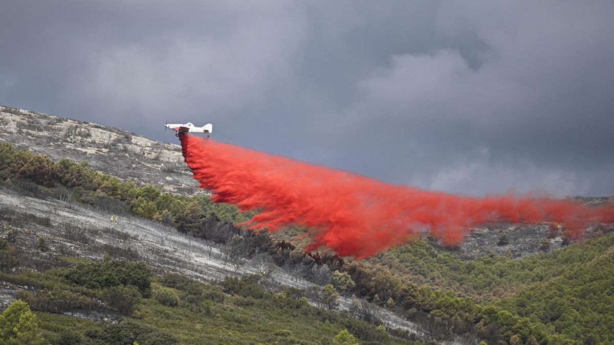 Los medios aéreos se reincorporaron este lunes a la extinción del incendio forestal de Tírig (Castellón), declarado el pasado viernes a última hora de la tarde.